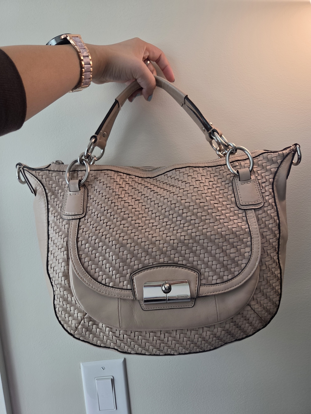 Coach Kristin Woven Leather Soho Hobo Bag